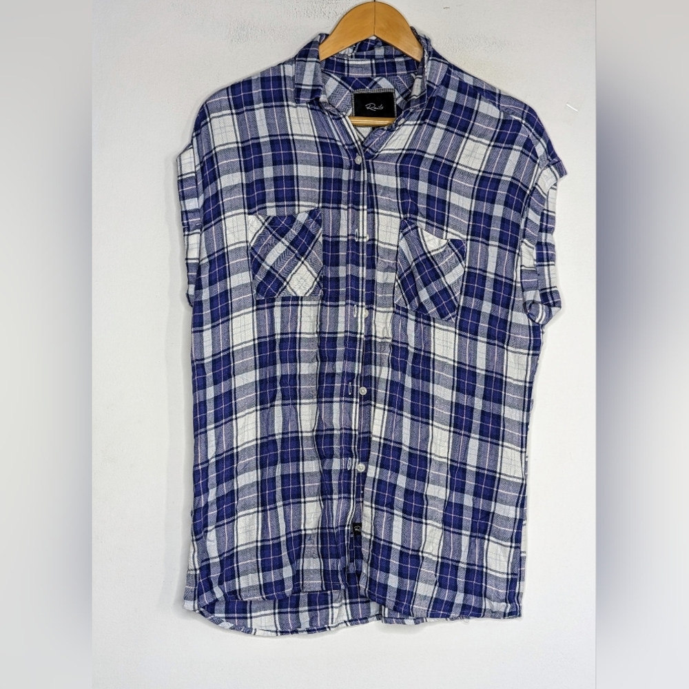 Rails • Sleeveless Cowgirl Sleeves Flannel Shirt in Blue 💙 🤠
